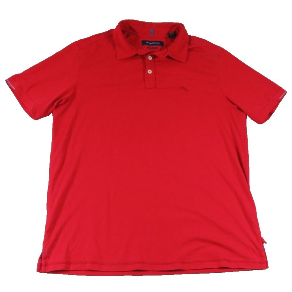 Tommy Bahama IslandZone Men L Red Polo Shirt Marlin 37.5 Performance Modal Blend
